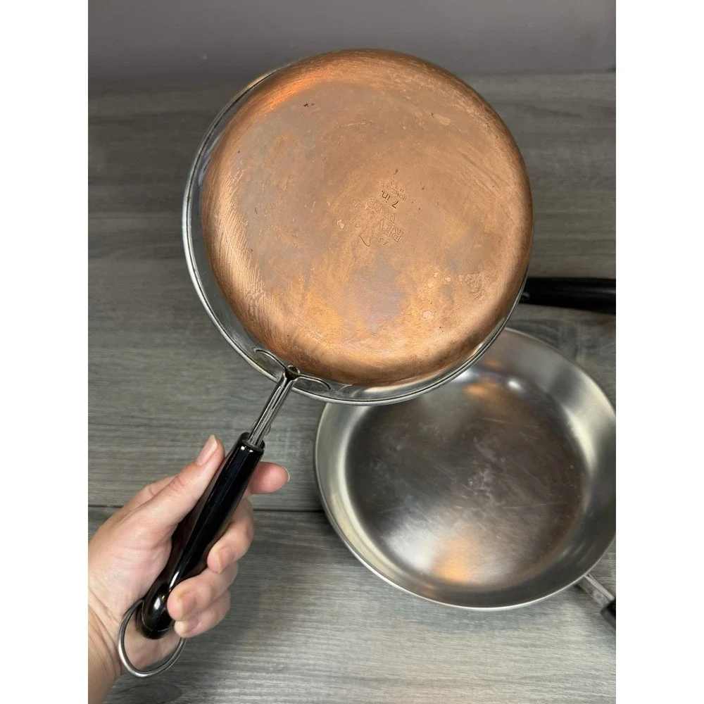 Vintage Revere Ware Copper Clad 3 Pc Cookware Set 8